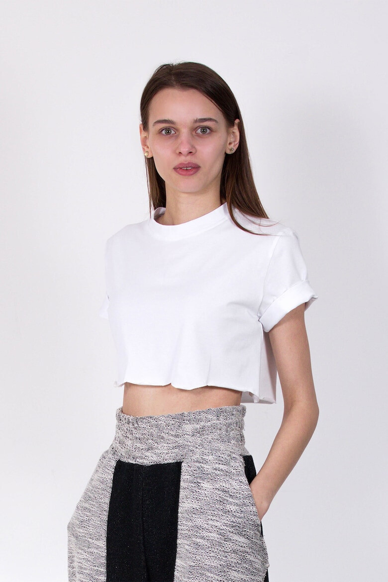 UVIA Tricou crop din bumbac cu terminatie franjurata - Pled.ro