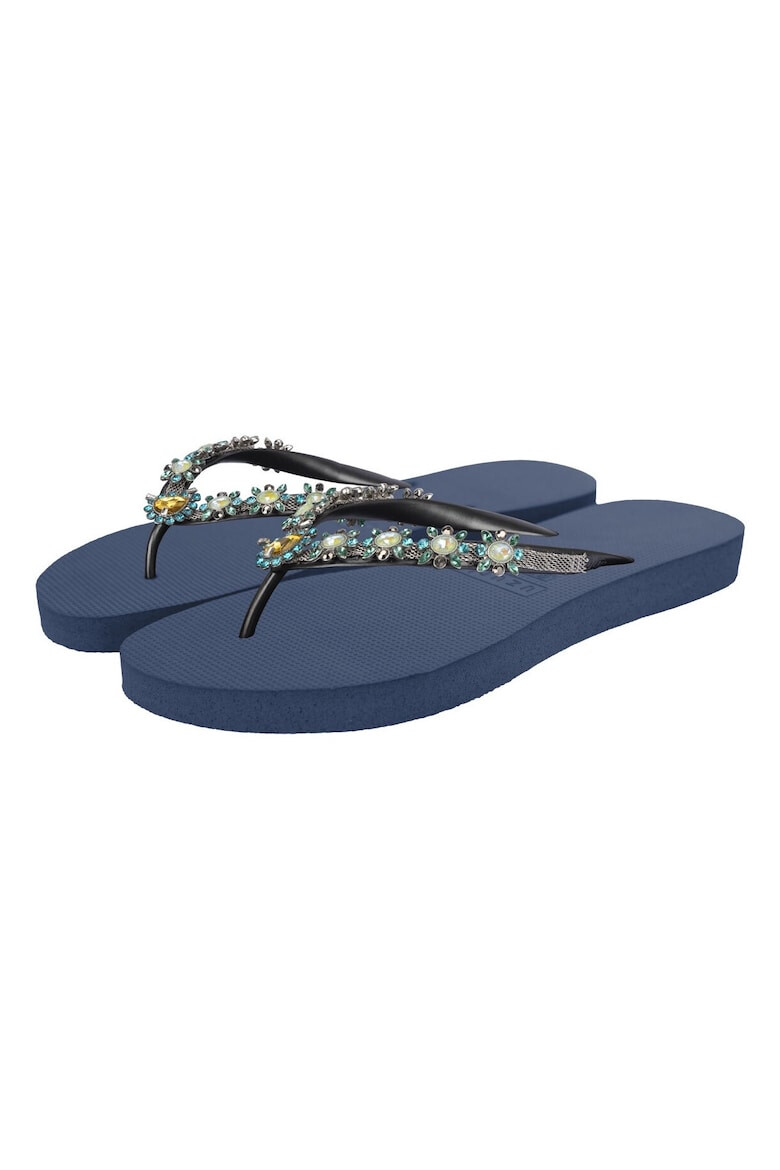 UZURII Papuci flip-flop cu strasuri Dolce Turquoise - Pled.ro