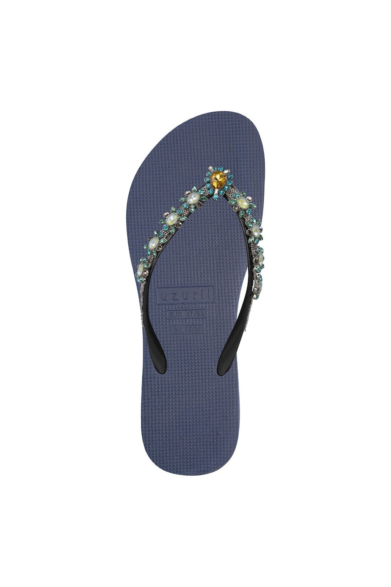 UZURII Papuci flip-flop cu strasuri Dolce Turquoise - Pled.ro