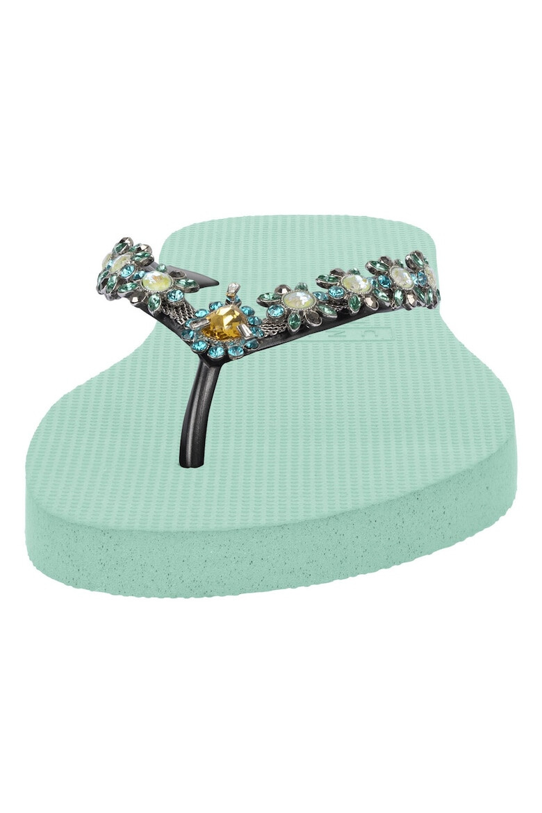 UZURII Papuci flip-flop cu strasuri Dolce Turquoise - Pled.ro