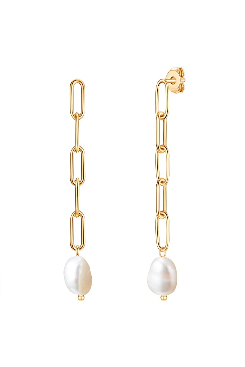 Valero Pearls Cercei cu design lant placati cu aur de 14K - Pled.ro