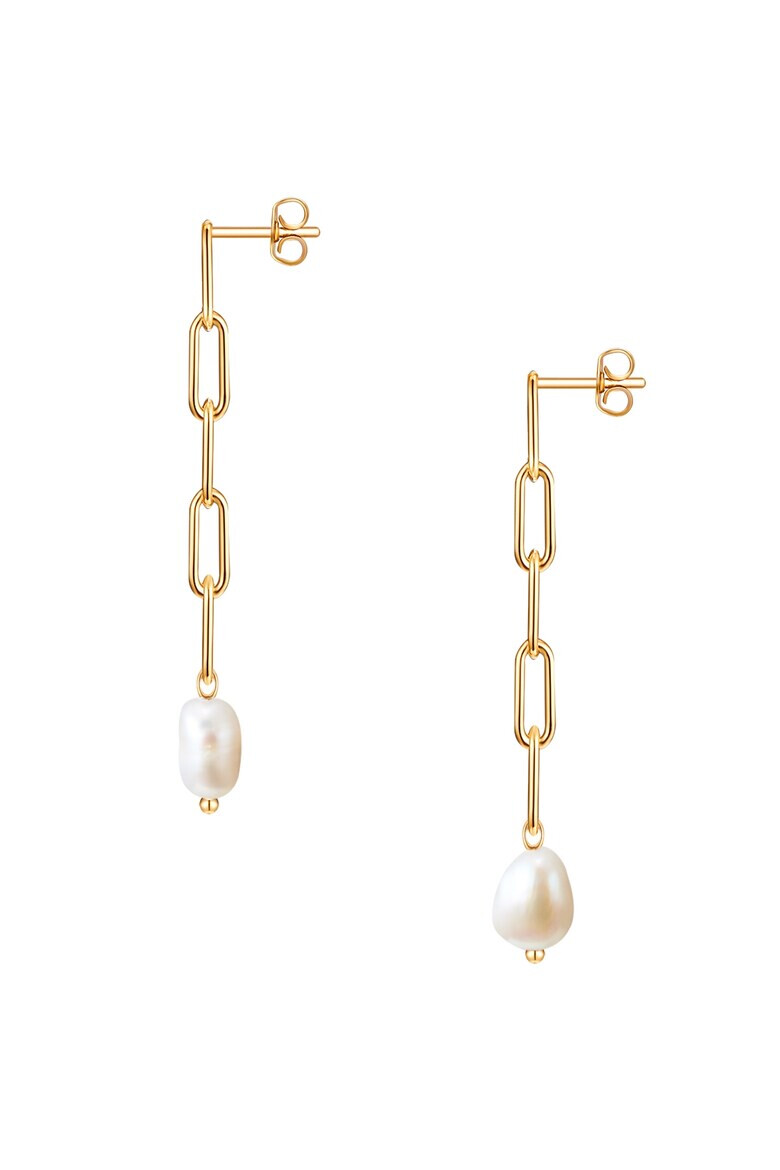 Valero Pearls Cercei cu design lant placati cu aur de 14K - Pled.ro