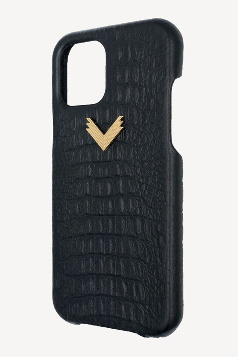 VELANTE OFFICIALE Carcasa pentru iPhone 14 Pro din piele cu logo metalic - Pled.ro