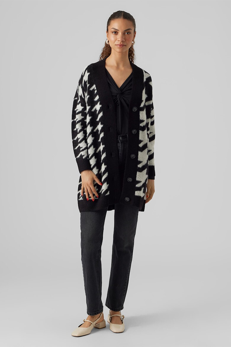 Vero Moda Cardigan cu nasturi si model houndstooth - Pled.ro