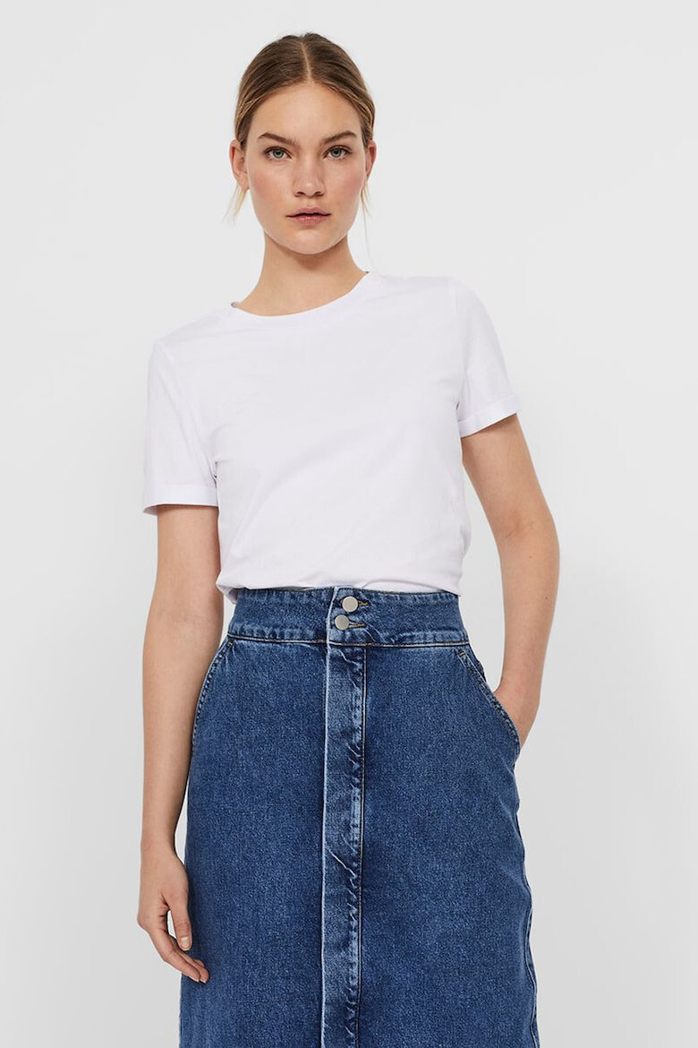 Vero Moda Tricou de bumbac organic cu decolteu la baza gatului - Pled.ro