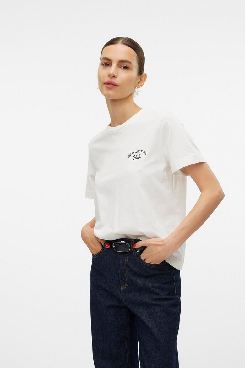 Vero Moda Tricou din bumbac organic cu detaliu text pe piept Mati - Pled.ro