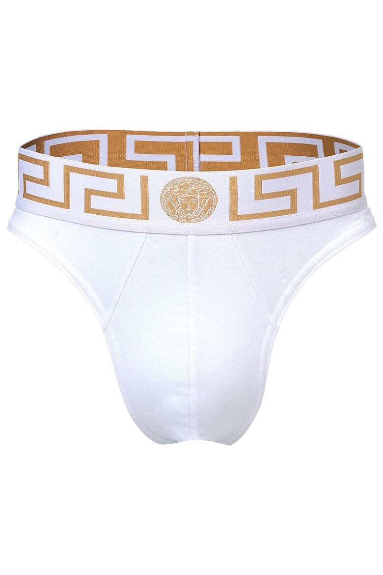 Versace Chiloti tanga din amestec de bumbac organic cu banda logo in talie 48287 - Pled.ro