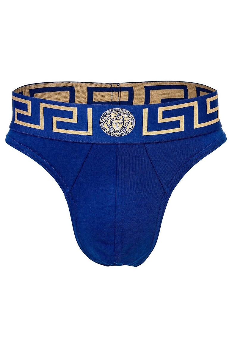 Versace Chiloti tanga din amestec de bumbac organic cu banda logo in talie 48287 - Pled.ro