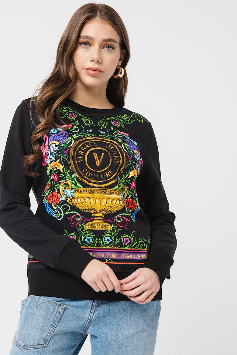 Versace Jeans Couture Bluza sport cu decolteu la baza gatului si imprimeu - Pled.ro