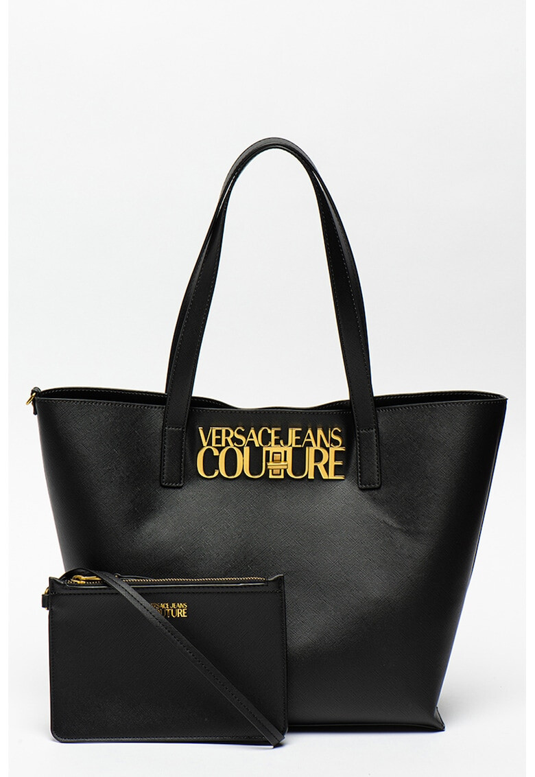 Versace Jeans Couture Geanta shopper din piele sintetica saffiano cu logo metalic - Pled.ro