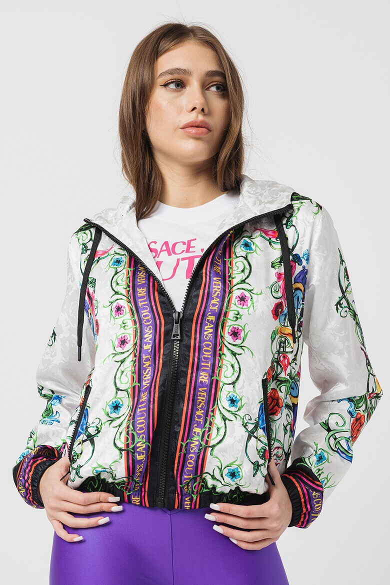 Versace Jeans Couture Jacheta cu gluga si imprimeu floral - Pled.ro