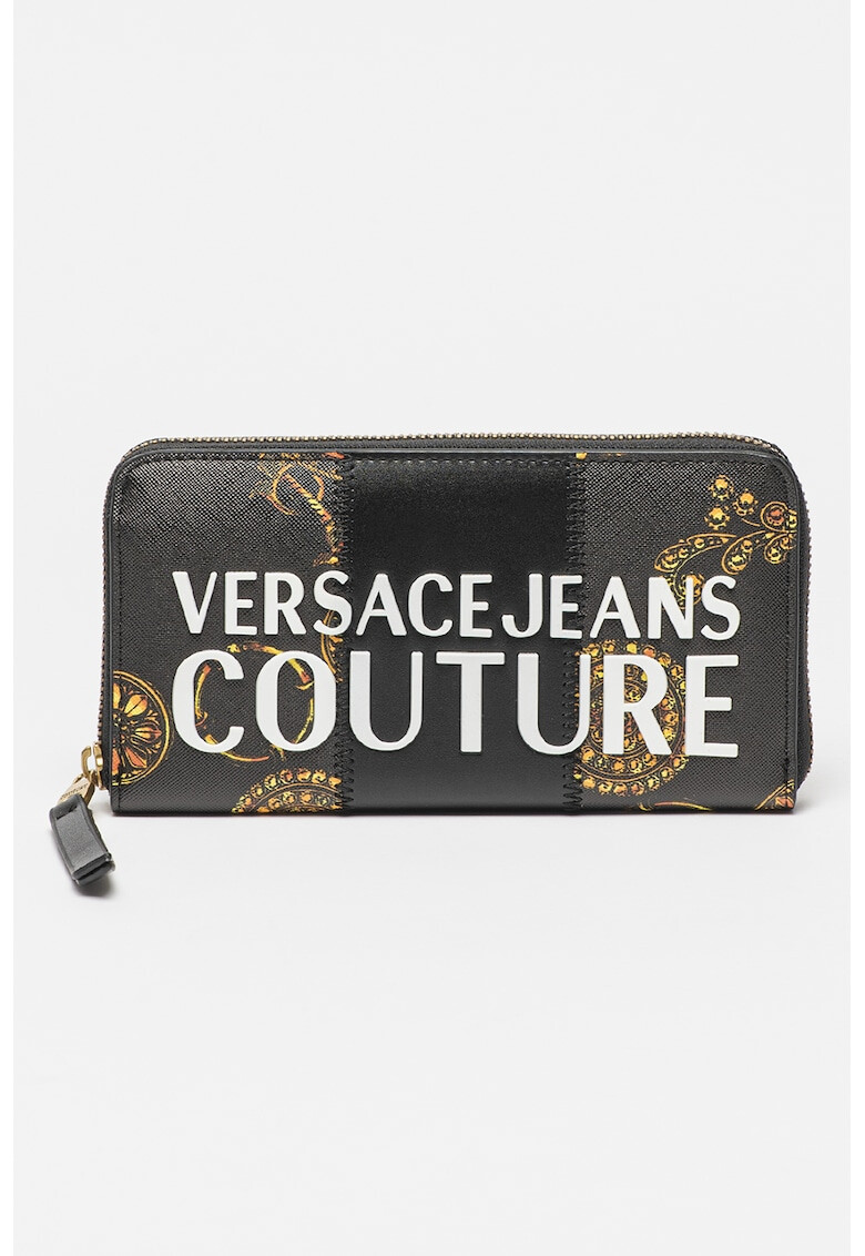 Versace Jeans Couture Portofel de piele saffiano sintetica cu aplicatie logo supradimensionata - Pled.ro