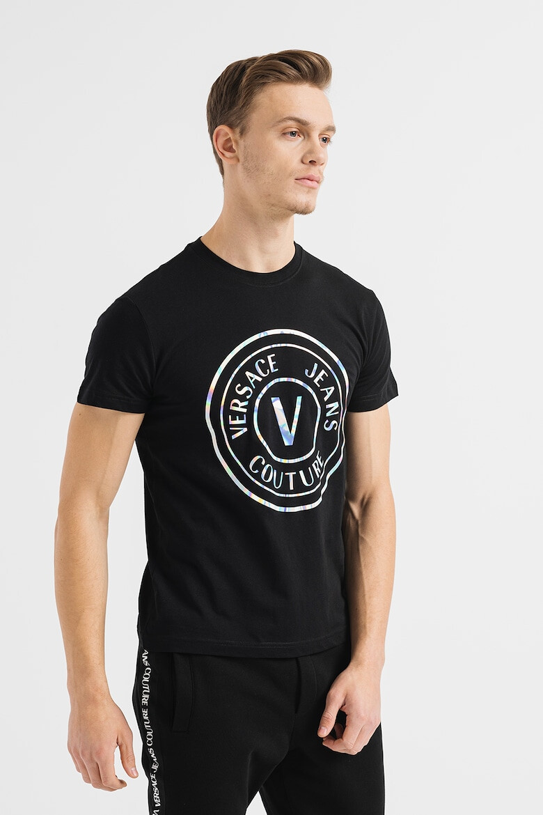 Versace Jeans Couture Tricou cu decolteu la baza gatului si imprimeu logo - Pled.ro