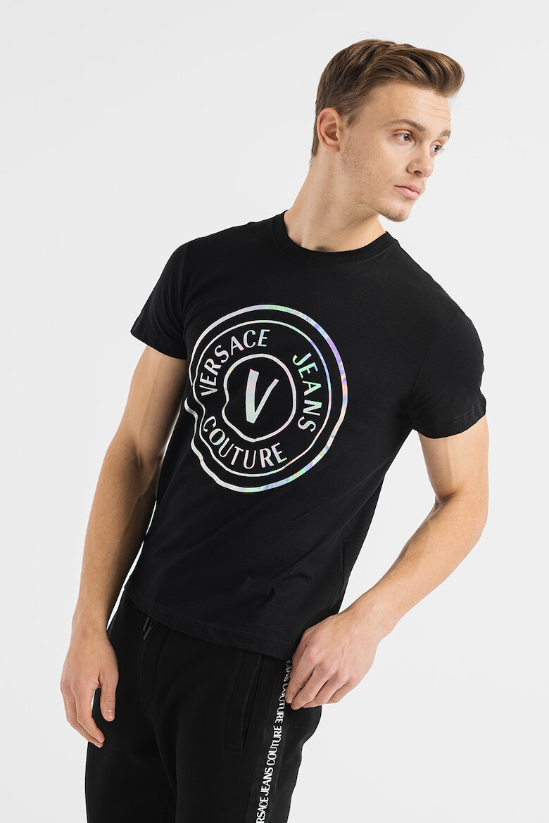 Versace Jeans Couture Tricou cu decolteu la baza gatului si imprimeu logo - Pled.ro