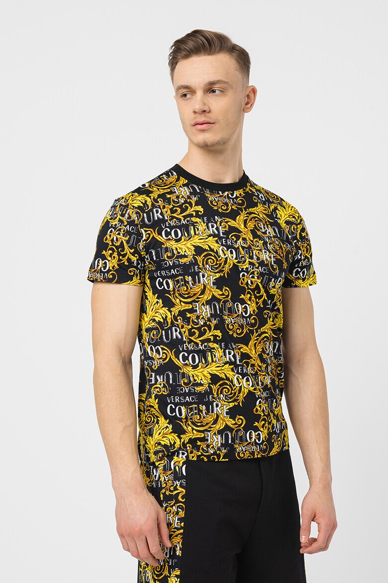 Versace Jeans Couture Tricou cu decolteu la baza gatului si imprimeu logo - Pled.ro