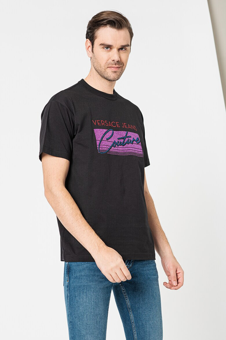 Versace Jeans Couture Tricou cu decolteu la baza gatului si logo - Pled.ro