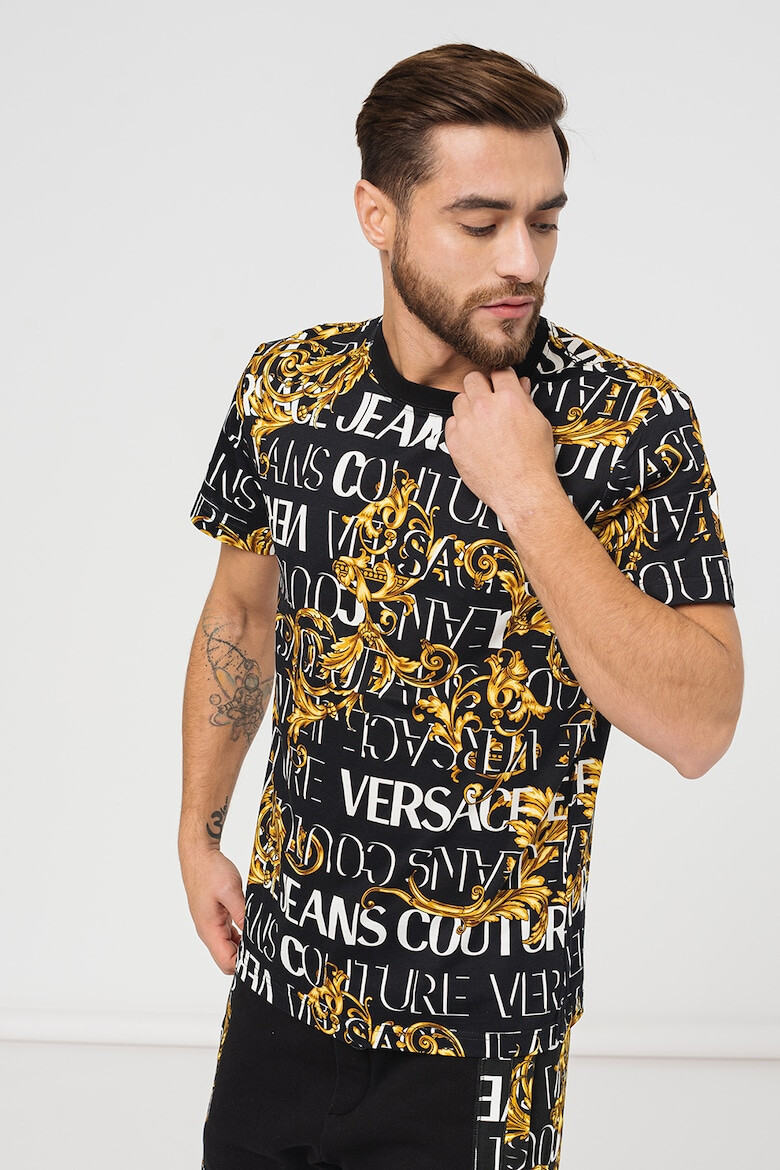 Versace Jeans Couture Tricou cu decolteu la baza gatului si model - Pled.ro