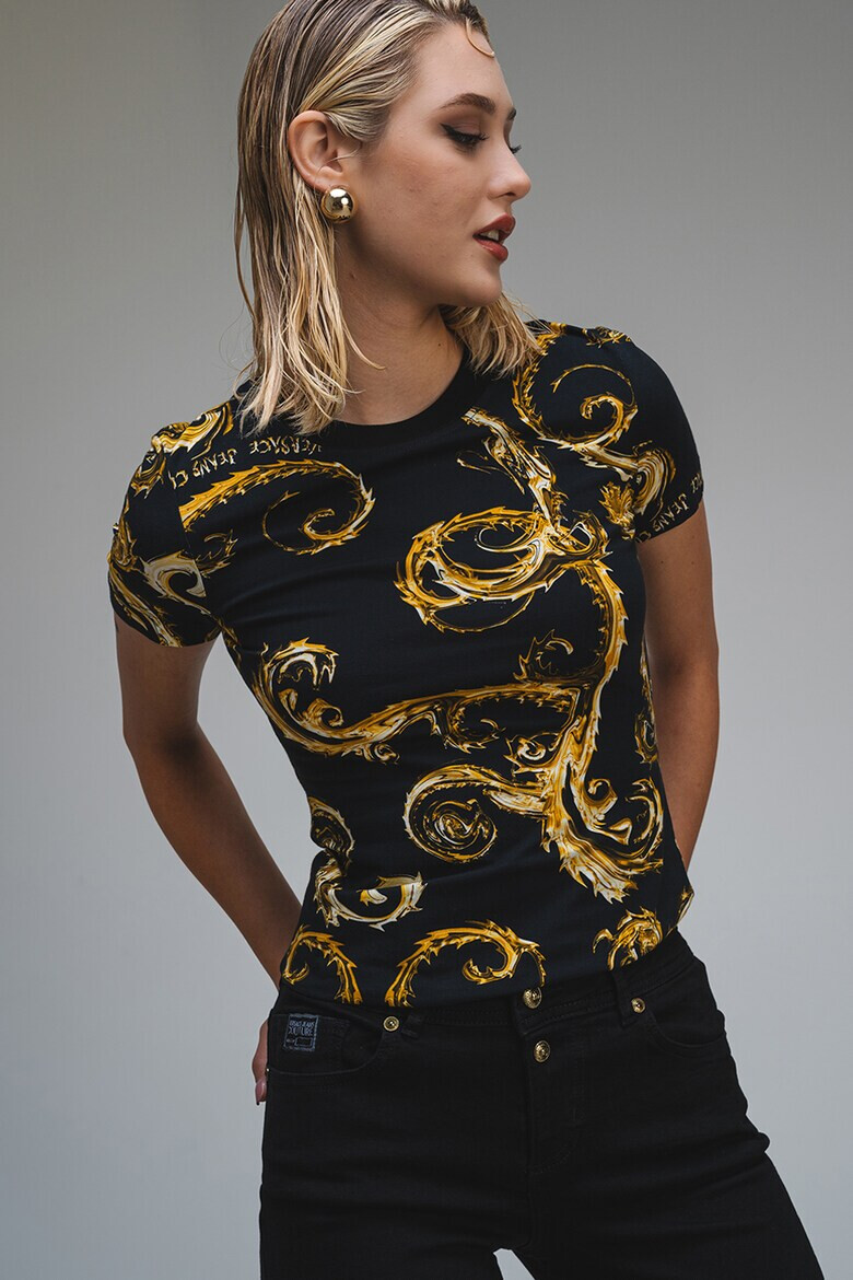 Versace Jeans Couture Tricou cu decolteu la baza gatului si model - Pled.ro