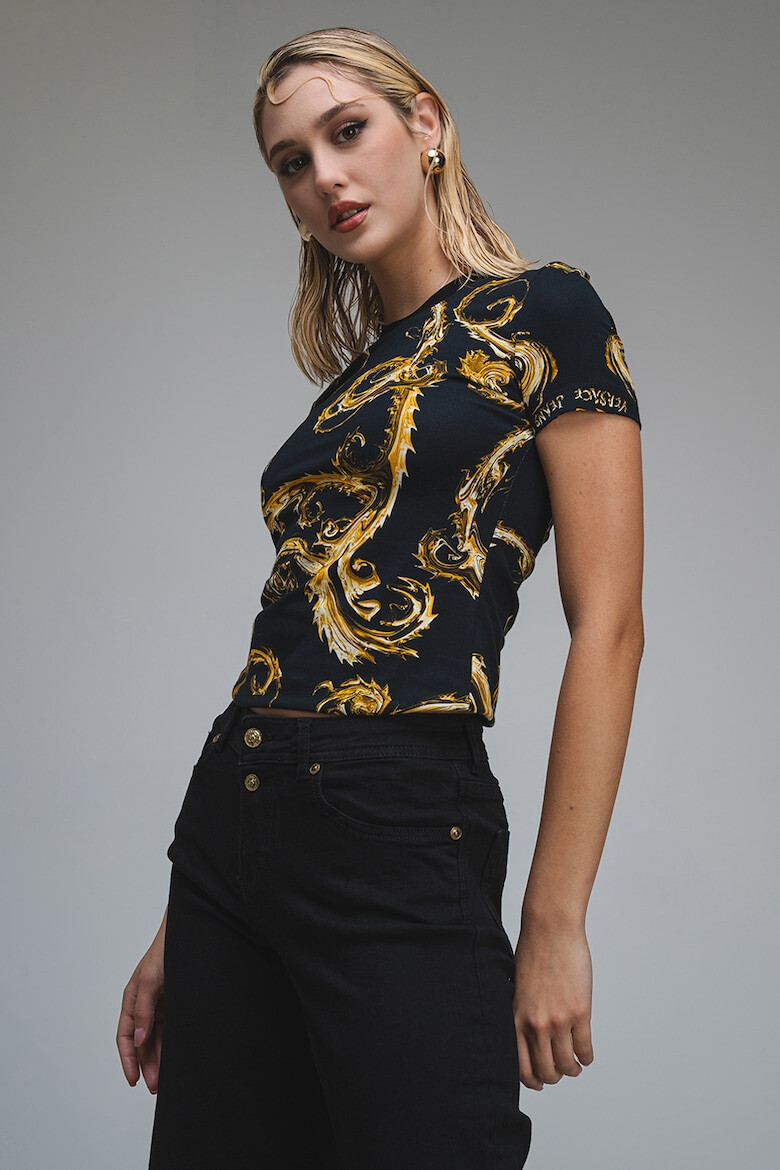 Versace Jeans Couture Tricou cu decolteu la baza gatului si model - Pled.ro