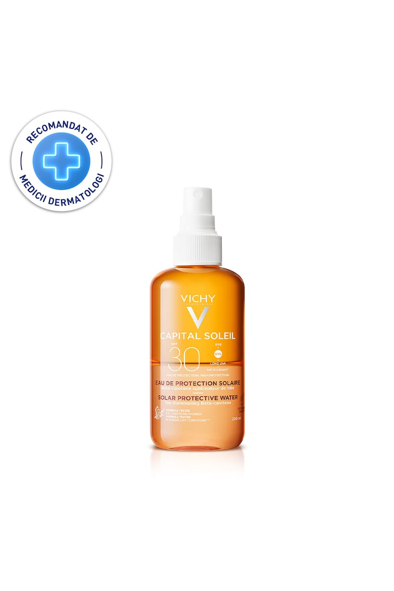 Vichy Apa cu protectie solara Capital Soleil SPF30 bronz imbunatatit cu beta-caroten 200 ml - Pled.ro