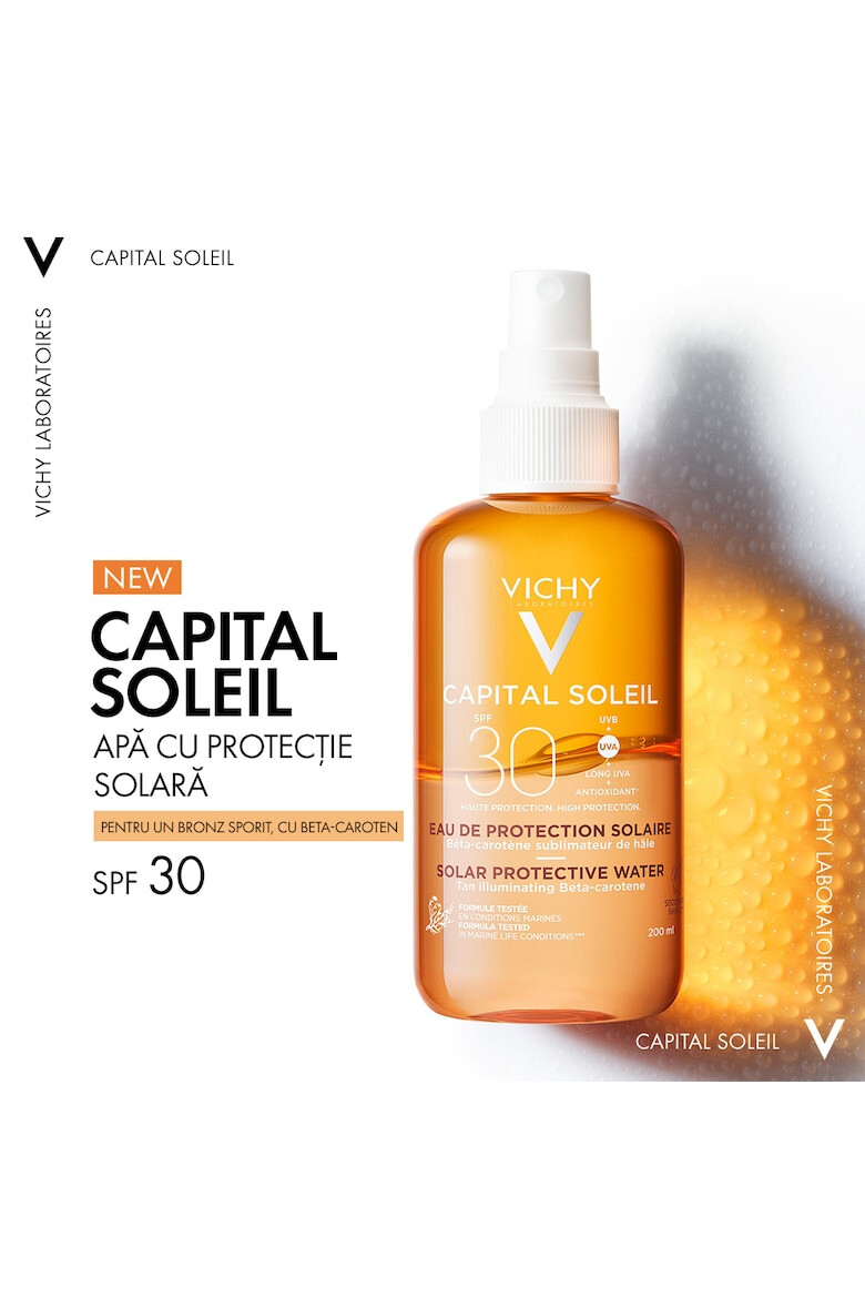 Vichy Apa cu protectie solara Capital Soleil SPF30 bronz imbunatatit cu beta-caroten 200 ml - Pled.ro