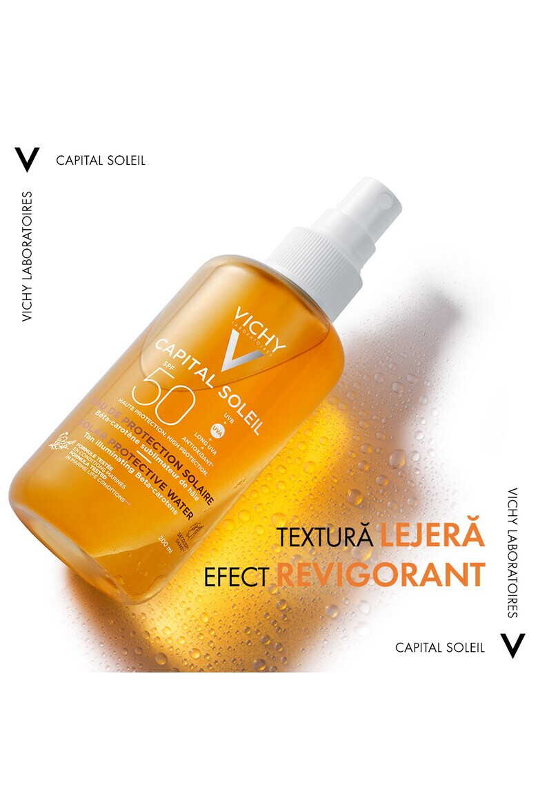 Vichy Apa cu protectie solara Capital Soleil SPF50+ bronz imbunatatit cu beta-caroten 200 ml - Pled.ro