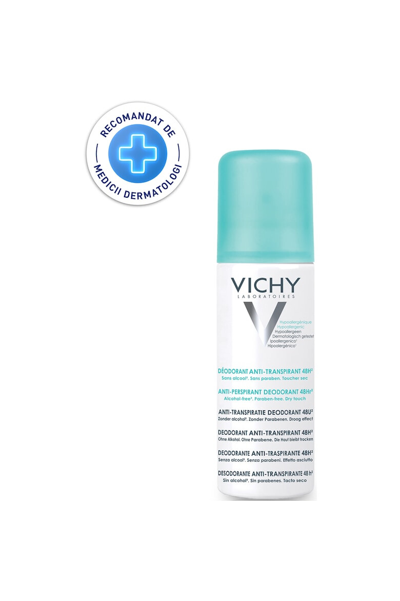 Vichy Deodorant spray antiperspirant pentru barbati si femei fara alcool 48h 125 ml - Pled.ro