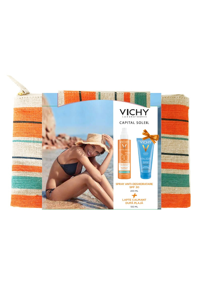 Vichy Pachet promo Capital Soleil Spray anti-deshidratare SPF30+ 200ml+ Lapte dupa plaja Ideal Soleil 100ml - Pled.ro