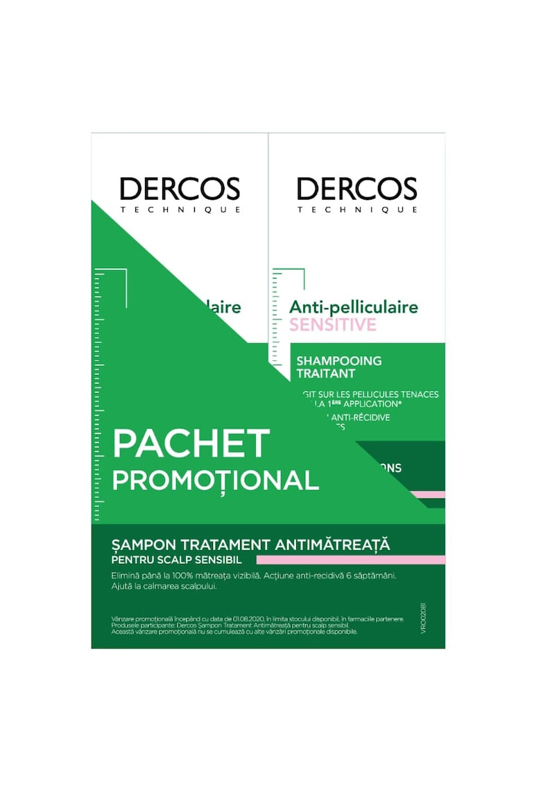 Vichy Pachet promotional: 2 x Sampon anti-matreata Dercos Anti-Dandruff Sensitive pentru scalp sensibil 200 ml - Pled.ro