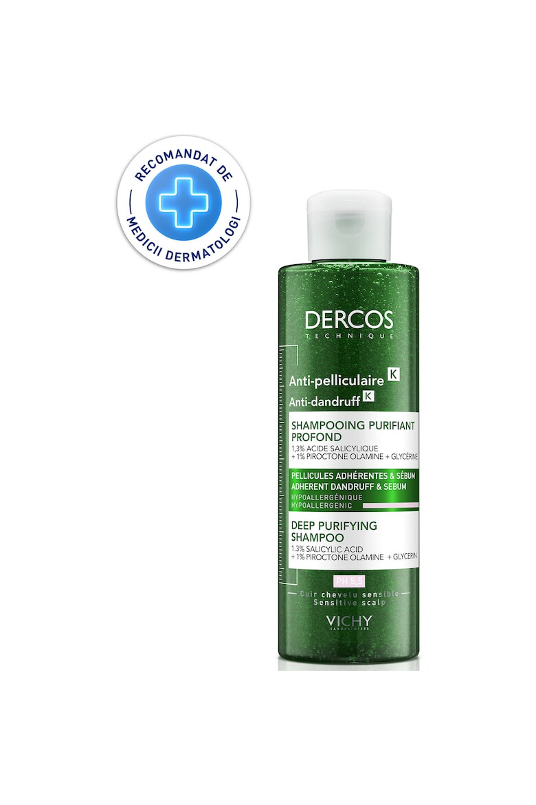 Vichy Sampon anti-matreata Dercos Anti-Dandruff K purificator pentru par gras 250 ml - Pled.ro