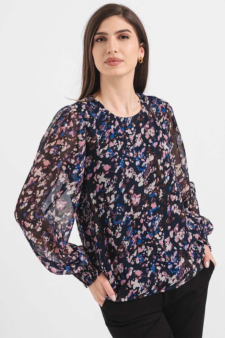 Vila Bluza acu model floral si decolteu rotund Vifalia - Pled.ro