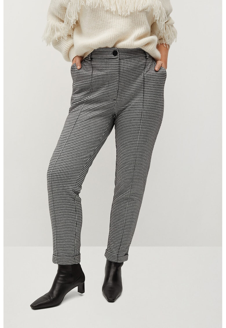 VIOLETA BY MANGO Pantaloni cu model houndstooth Trip - Pled.ro