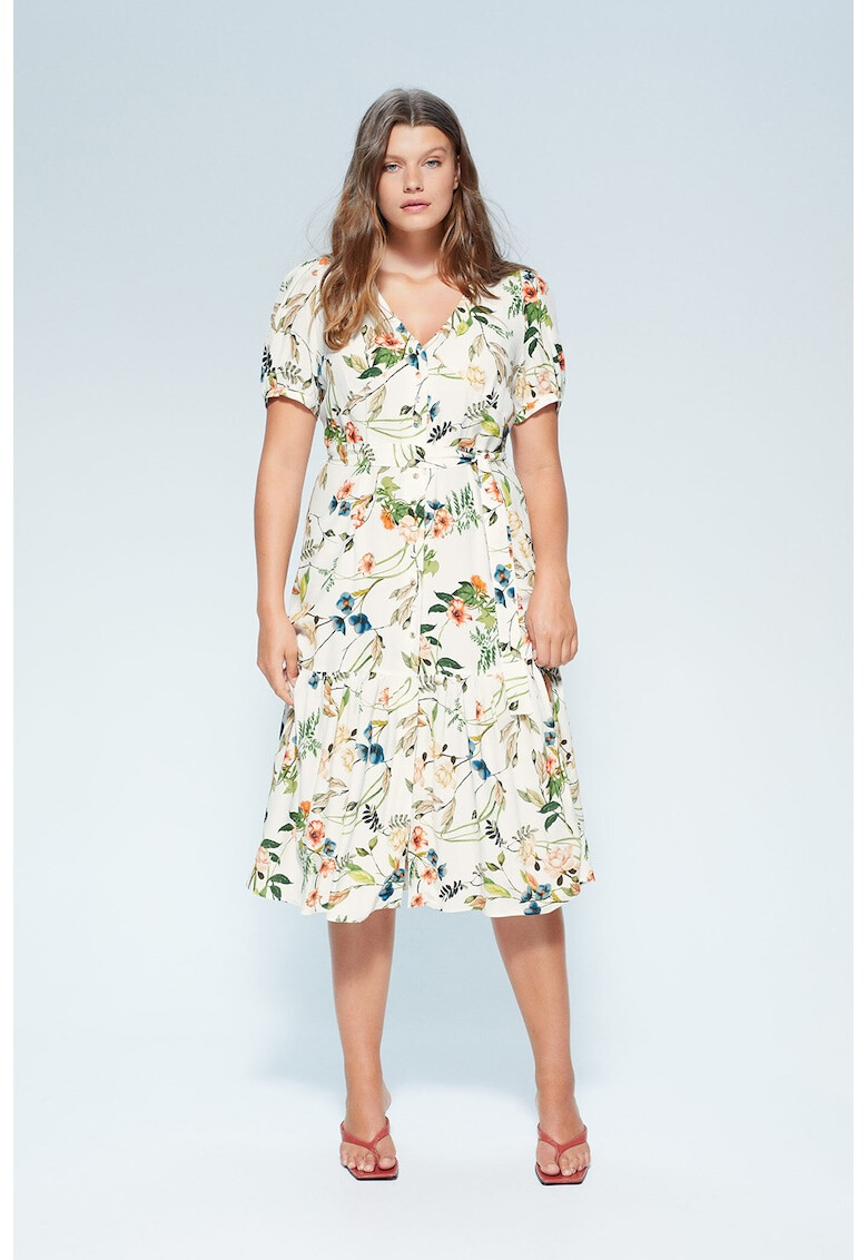 VIOLETA BY MANGO Rochie din viscoza cu imprimeu floral Botanic - Pled.ro