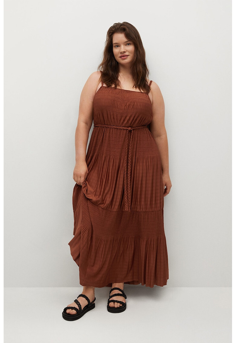 VIOLETA BY MANGO Rochie maxi cu fronseuri Trenza - Pled.ro