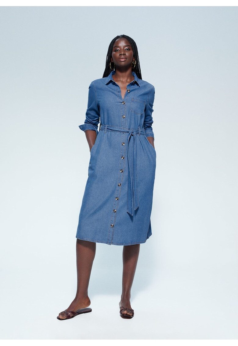 VIOLETA BY MANGO Rochie tip camasa din denim Kristen - Pled.ro