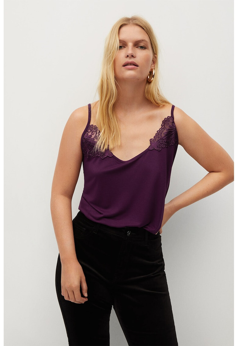 VIOLETA BY MANGO Top cu detalii brodate Lenci - Pled.ro