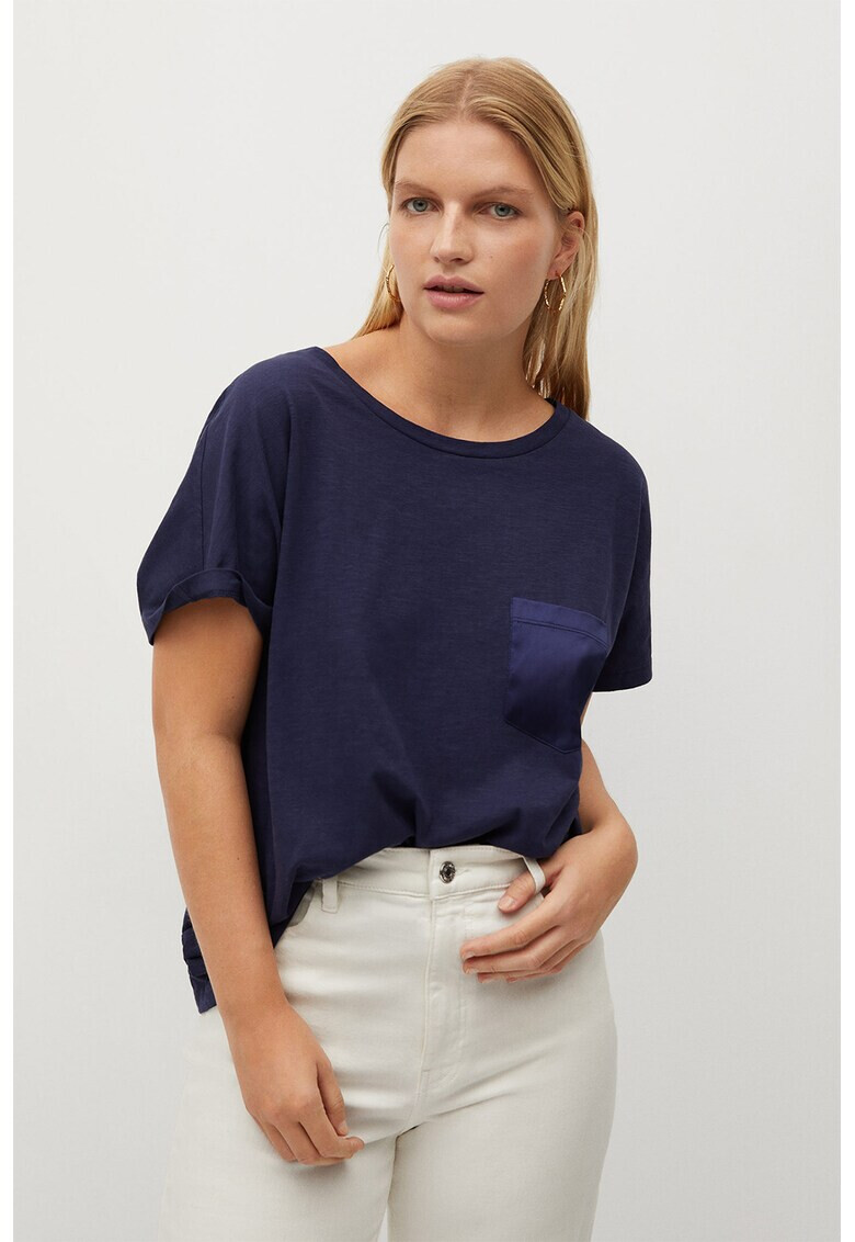 VIOLETA BY MANGO Tricou de bumbac organic cu buzunar pe piept Maiz - Pled.ro