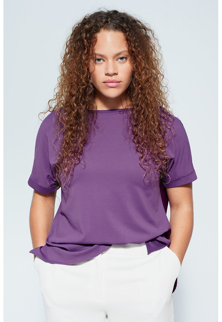 VIOLETA BY MANGO Tricou supradimensionat cu decolteu barcuta Salsa - Pled.ro