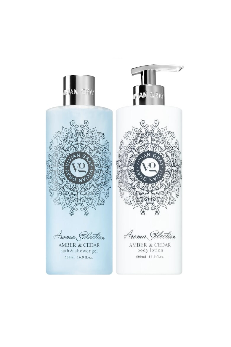 Vivian Gray Set Lotiune de corp Aroma Selection Amber & Cedar Unisex 500 ml + Gel de dus 500 ml - Pled.ro