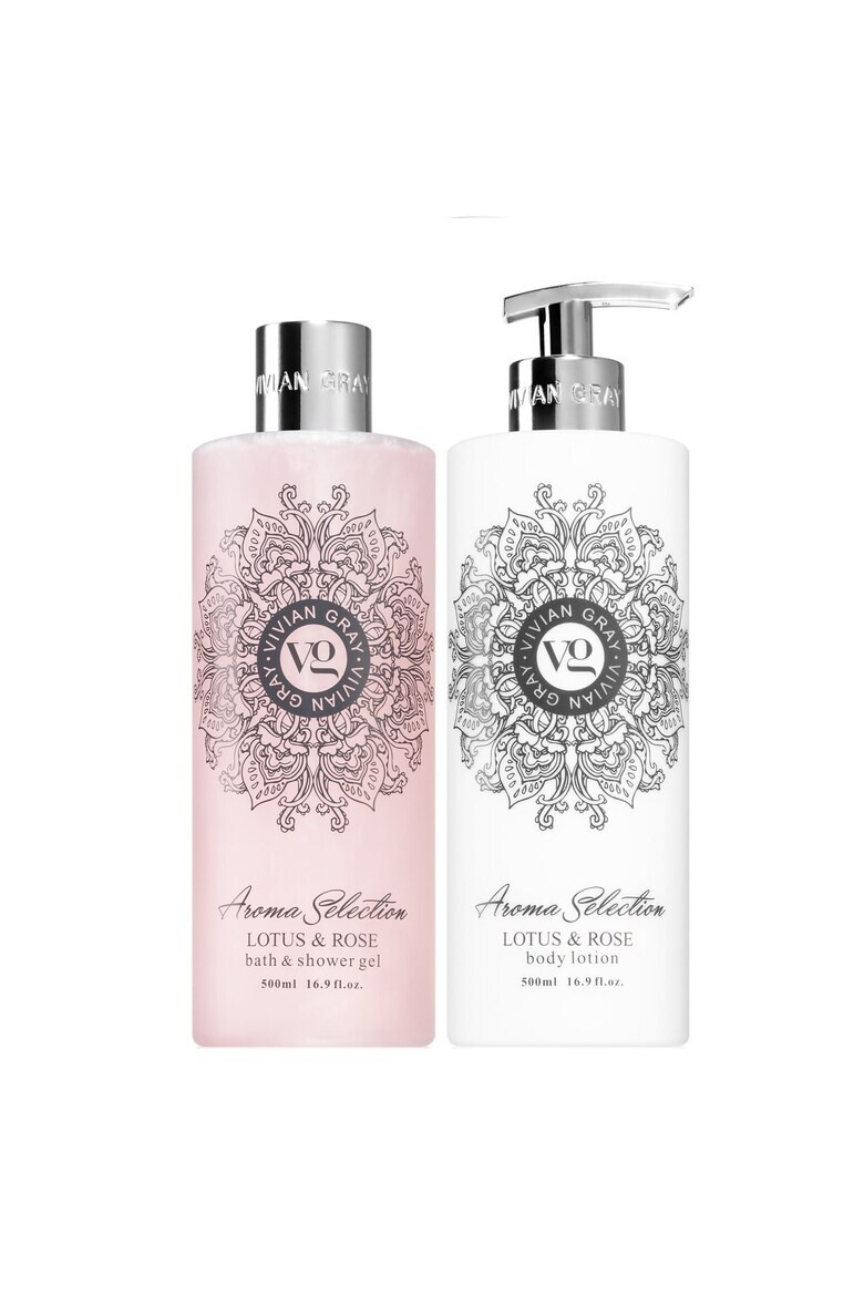 Vivian Gray Set Lotiune de corp Aroma Selection Lotus & Rose Unisex 500 ml + Gel de dus 500 ml - Pled.ro