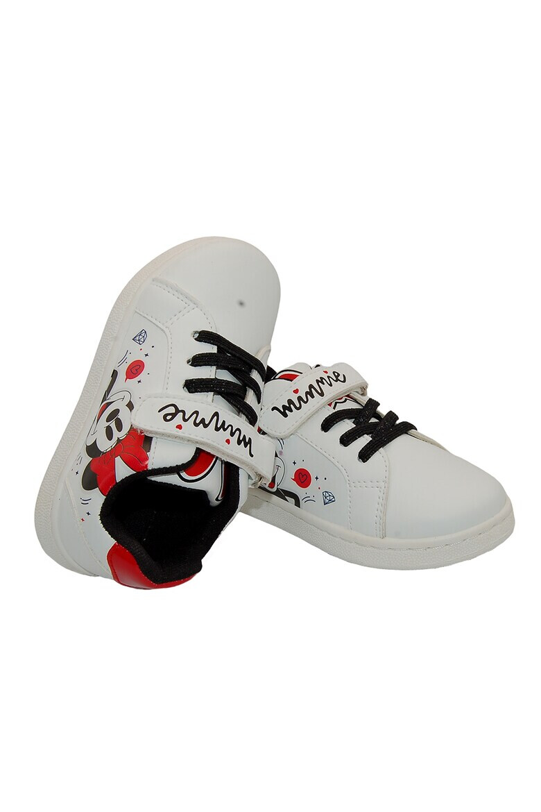 Walt Disney Pantofi sport de piele ecologica cu velcro si imprimeu cu desene - Pled.ro