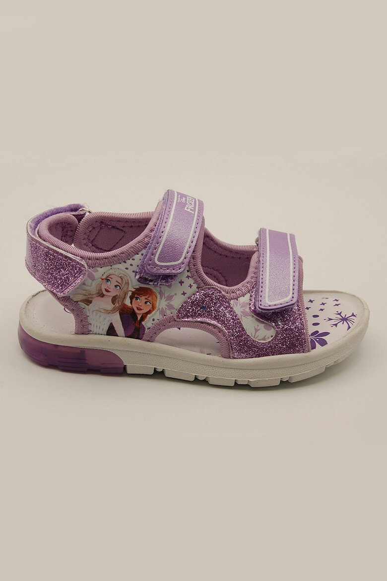 Walt Disney Sandale de piele ecologica si material textil cu velcro si Frozen - Pled.ro