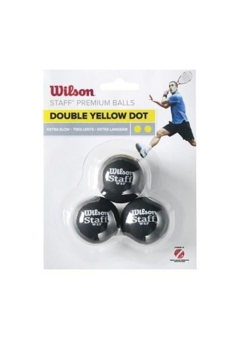 Wilson Set 3 mingi squash Staff dublu punct galben - Pled.ro