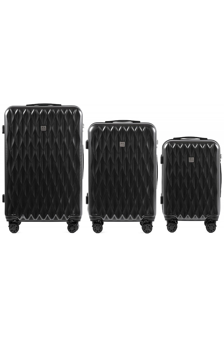 Wings Set Trolere PC 190 - 3 Piese 4 Roti Duble Cifru TSA Policarbonat Antracit - Pled.ro