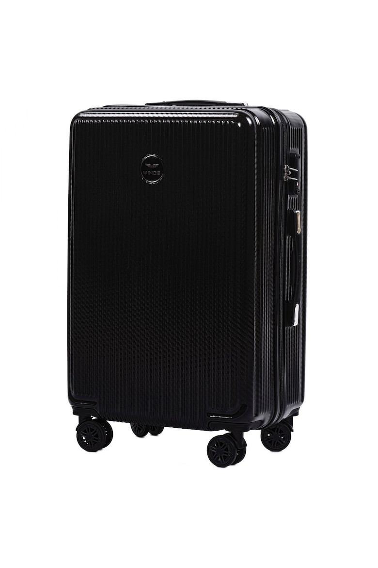 Wings Set Trolere PC 565 - 3 Piese 4 Roti Duble Cifru TSA Policarbonat Negru - Pled.ro