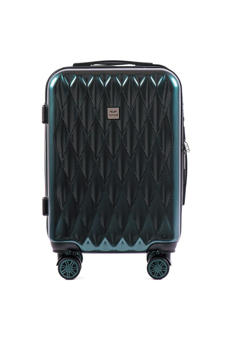 Wings Troler Cabina PC 190 - 55 cm 4 Roti Duble Cifru TSA Policarbonat Verde inchis - Pled.ro