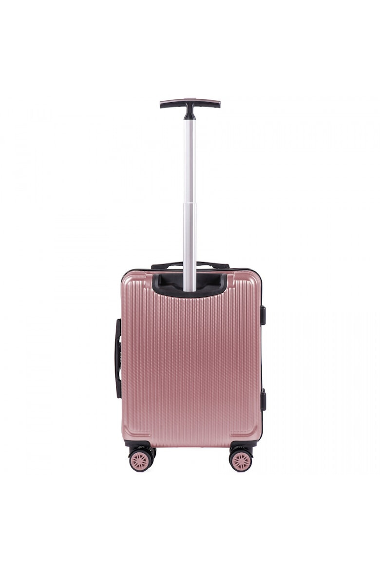 Wings Troler Cabina PC 565 - 55 cm 4 Roti Duble Cifru TSA Policarbonat Rose - Pled.ro