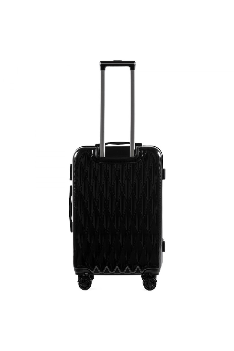 Wings Troler Mediu PC 190 - 66 cm 4 Roti Duble Cifru TSA Policarbonat Negru - Pled.ro