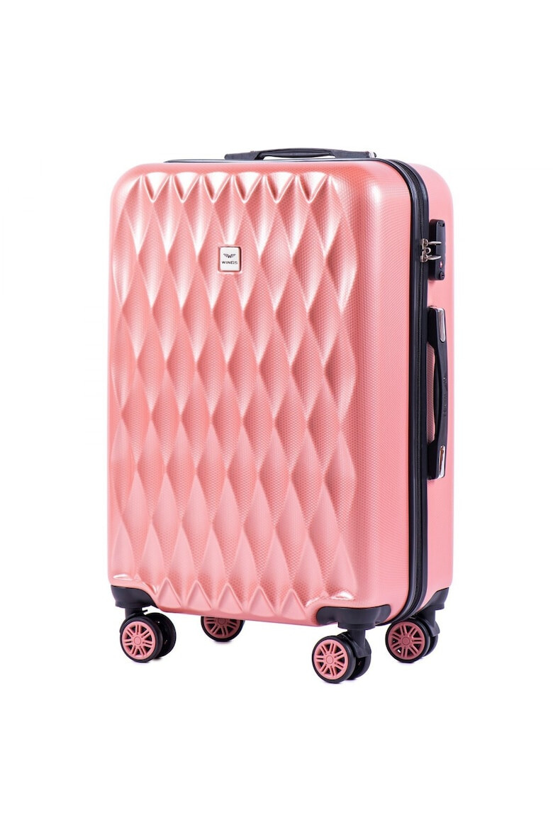 Wings Troler Mediu PC 190 - 66 cm 4 Roti Duble Cifru TSA Policarbonat Rose - Pled.ro