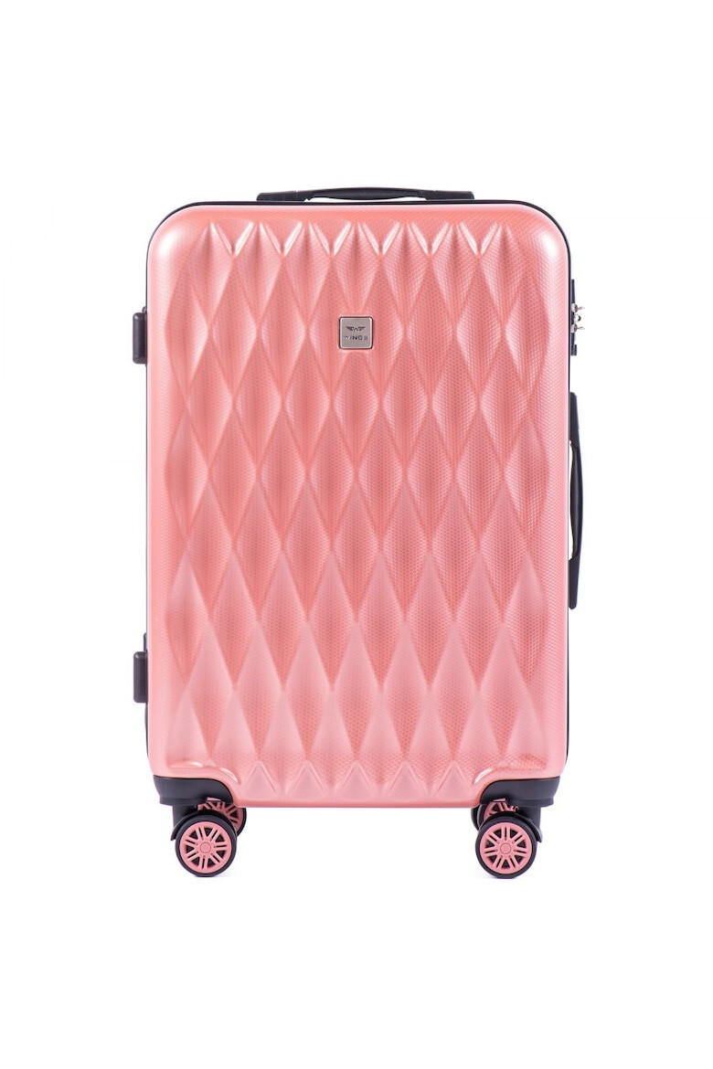 Wings Troler Mediu PC 190 - 66 cm 4 Roti Duble Cifru TSA Policarbonat Rose - Pled.ro